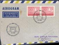 Air letter Sweden North Pole Sotckholm Tokyo 24 2 1957