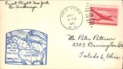 Lettre Etats Unis 1st Flight New York Anchorage 1 1 1947