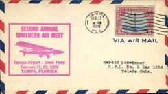 Lettre Etats Unis Flight Tampa Drew Field 22 2 1929