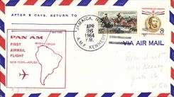 Lettre Etats Unis 1st Flight New York ARuba 26 4 1964