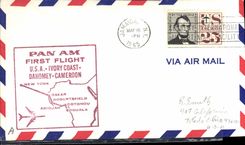 Lettre Etats Unis 1st Flight New York Dakar Dahomey Douala 16 5 1965