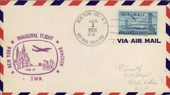 Lettre Etats Unis 1st Flight New York Bangkok 1 1 1958