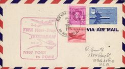 Lettre Etats Unis 1st Flight New York Rome 2 10 1957