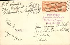 Lettre Etats Unis 1st Flight Lhambra 19 5 1938 