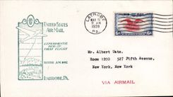 Lettre Etats Unis 1st flight Latrobe 12 5 1939