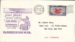 Lettre Etats Unis 1st flight Parkersburg 28 5 1939