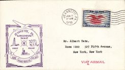 Lettre Etats Unis 1st flight Jeannette 11 6 1939