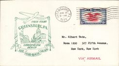 Letter the United States 1st Greensburg flight 11 6 1939