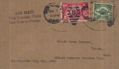 Lettre Etats Unis 1st Flight Overnight New York Chicago 1 7 1925