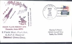 Letter the United States Poker Flats Rocket Site Chatanika Alaska 27 3 1973