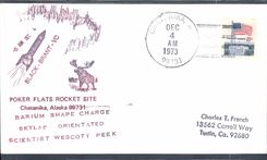 Lettre Etats Unis Poker Flats Rocket Site Chatanika Alaska 4 12 1973