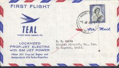 Letter the United States 1st Flight Lockheed m. Jet Electra GM Jet Power Auckland 5 1 1960