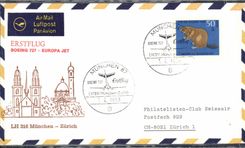 Letter Munchen Zurich 1st flight Boeing 727 1 4 1968 Beaver