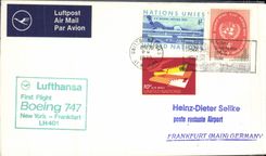 Letter the United Nations New York Frankfurt Boeing 747 1st flight 26 4 1970