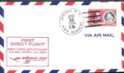 Lettre Etats Unis New York Stuttgart LH 401 25 4 1964 Boeing 707