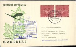Lettre Hamburg Chicago Montreal 23 4 1956 Lufthansa