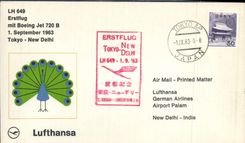 Letter Tokyo New Delhi 1 9 1963 Boeing Jet 720 B Lufthansa