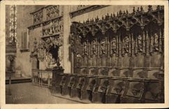 VINTAGE POSTCARD Borough Church of Husks Church of Husks stalls of the chorus