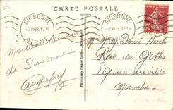 VINTAGE POSTCARD Sissonne Street of the town hall