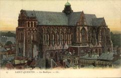 VINTAGE POSTCARD Saint Quentin the basilica