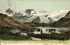 CPA Le Dauphine La Grave Plateau D'Emparis Le Lac Lerie Et Le Massif De La Meije Vaches 