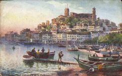VINTAGE POSTCARD Cannes the Mount Knight And the Port