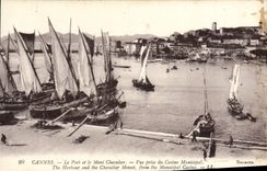 VINTAGE POSTCARD Cannes the Port And the Mount Knight Seen from Of the Municipal Casino Boats