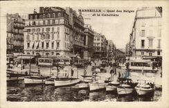 CPA Marseille Quai Des Belges Et la Canebiere Bateaux