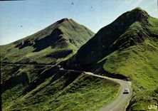 MODERN CARD Picturesque Cantal road De Mandailles with the Step De Peyrol on the right the Black Rock Or Small Puy Mary
