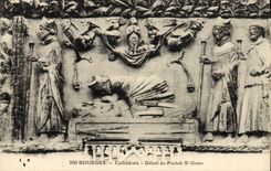 Detalle de la catedral de Bourges de la POSTAL de la VENDIMIA del St Ursin de la puerta