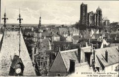 Panorama de Bourges de la POSTAL de la VENDIMIA de Bourges visto del corazón de Jacques del paladar