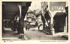 VINTAGE POSTCARD Dinan Arcades of the old houses street of Davy Cordeliers Hatter