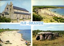CPM Ile Grande L'Eglise La plage de Port Gelin La plage de Toul Gwen et l'allee couverte
