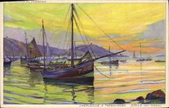 CPA Crepuscule A Trebeurden Bateau 