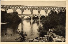 POSTAL Nimes suave Francia de la VENDIMIA el puente de Gard