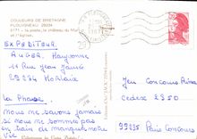 MODERN CARD Plouigneau the post office the castle of the wall and the church