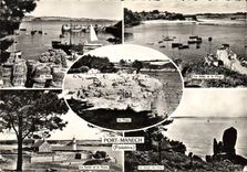 MODERN CARD the Beach Manech Port the fort and the Lighthouse