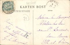 Vuelta de Roscovite de la POSTAL de la VENDIMIA del folklore de Roscoff de los campos