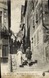 VINTAGE POSTCARD Morlaix Curved Street known as of the Staircases at the hundred steps Children