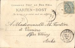 POSTAL Locquirec de la VENDIMIA Fort del hotel de los baños la roca agujereada