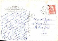 MODERN CARD Brittany Conquet the Old women let us malsons in the top of the port and Top of Kermorvan