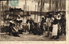 VINTAGE POSTCARD Salon 1905 Lucien Gros On the Dam has low Marie Concarneau Bateaux