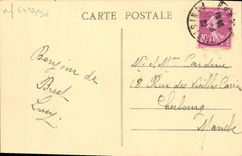 POSTAL Brest de la VENDIMIA antes del puerto y de los barcos del castillo