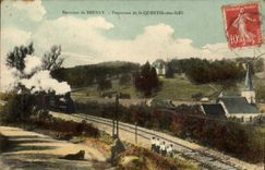 CPA Environs De Bernay Panorama De St Quentin Des Iles Train a vapeur 