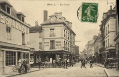 VINTAGE POSTCARD Bernay Rue Thiers Voiture has ass Mule Children Bicycle Cycles (good animation)