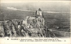 VINTAGE POSTCARD Valence Ruins of Crussol Vieux feudal Castle camps on the rock