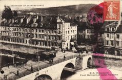 VINTAGE POSTCARD Besancon beating Bridge and Vauban quay