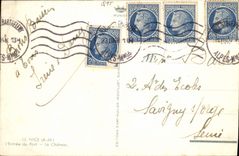 POSTAL de la VENDIMIA Niza la entrada del puerto el barco del castillo