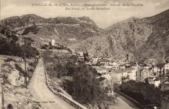 CPA Peille Vue Generale Route de la Turbie Au Fond le Mont Baudon