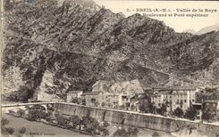 VINTAGE POSTCARD Breil Valley of Roya the Boulevard and Higher Bridge